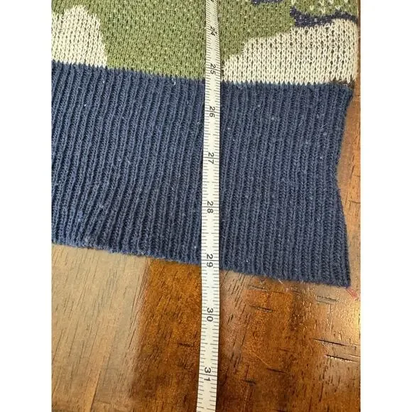 Oddi Camo Knit Hoodie Sweater Large Green Purple Navy Pullover Casual Streetwear - Picture 7 of 11